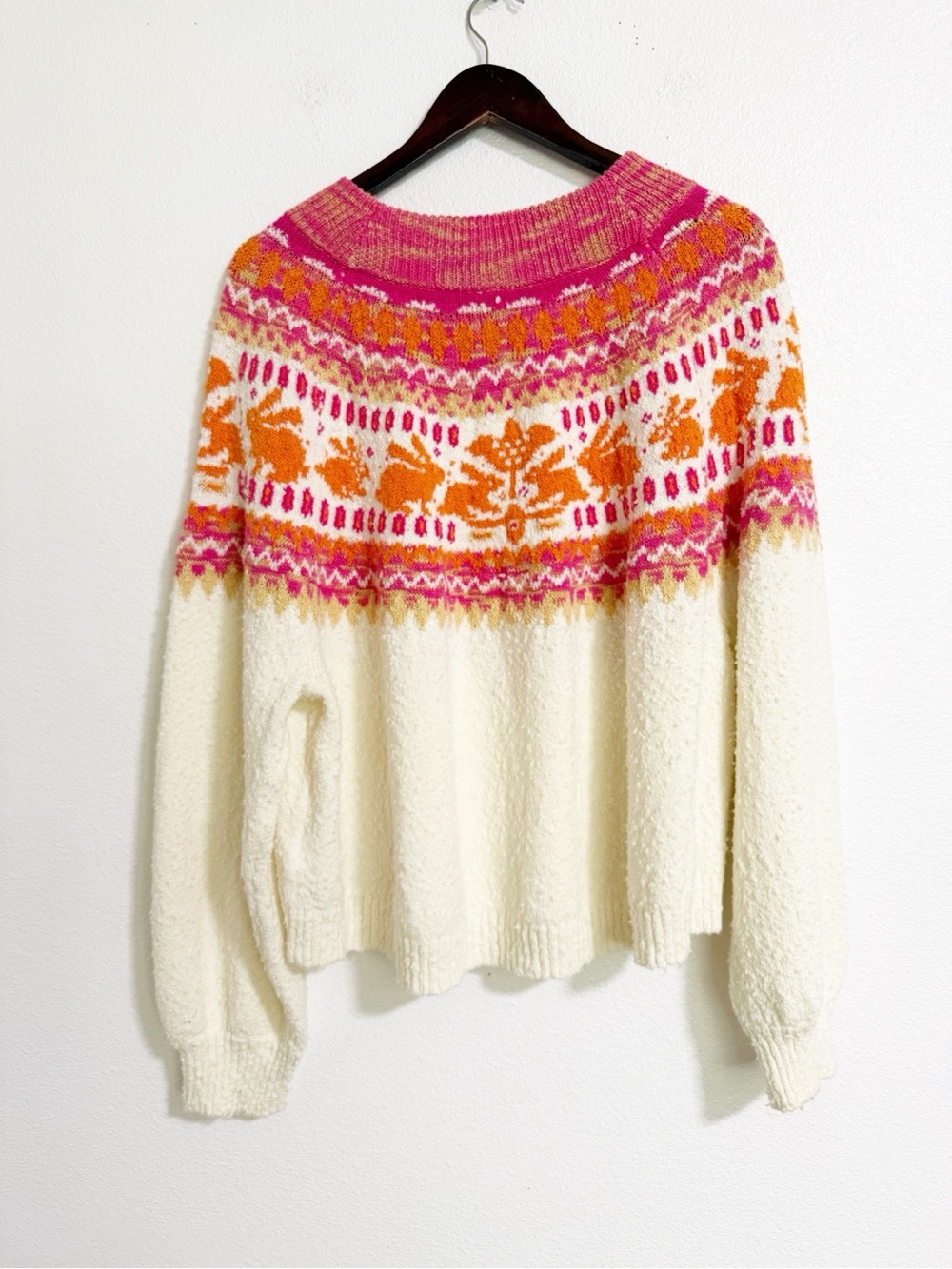 Free People Nellie Fairisle Bunny Slub Knit Oversized Sweater - Picture 4 of 14
